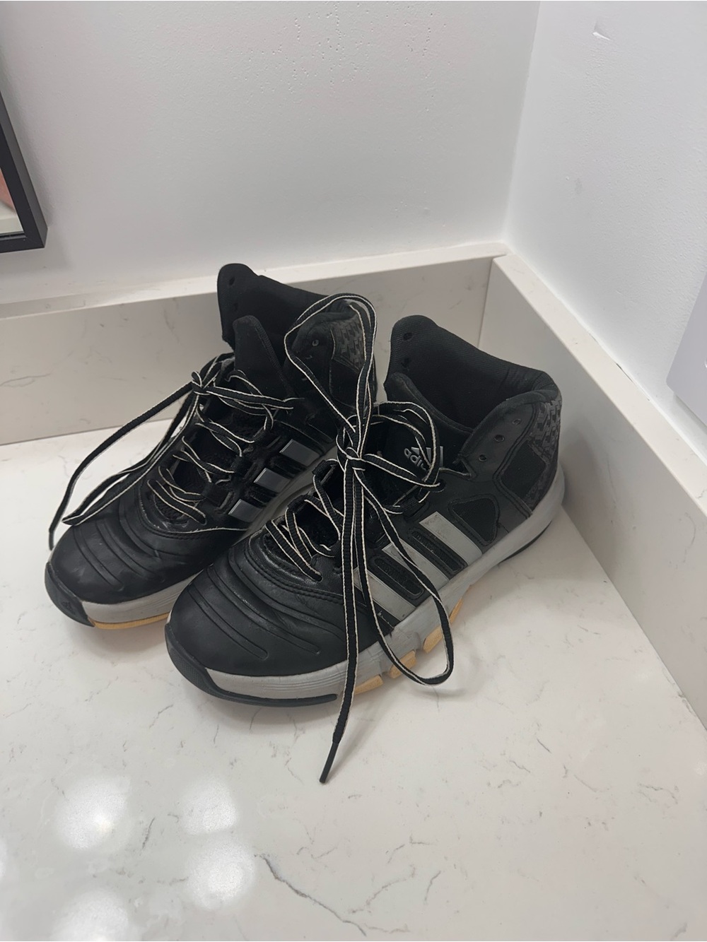 adidas Men’s Black Athletic Sneakers with White Stripes
